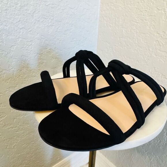 Stuart Weitzman Leather Slide Sandal  Black Twist Knot, Designer Size 8, NWT - Picture 10 of 17